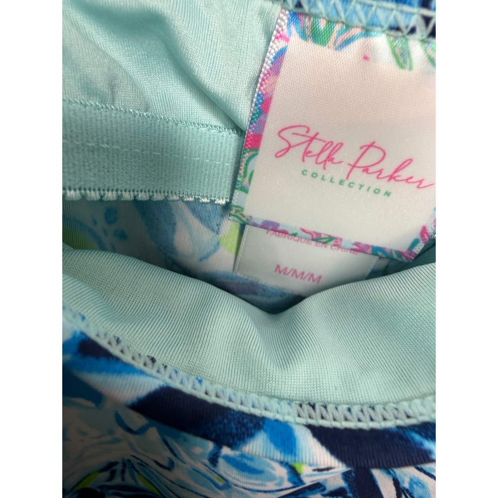 Stella Parker Collection Blue Green Floral Ruffle Tankini Top Swimwear‎ Medium - Picture 4 of 5